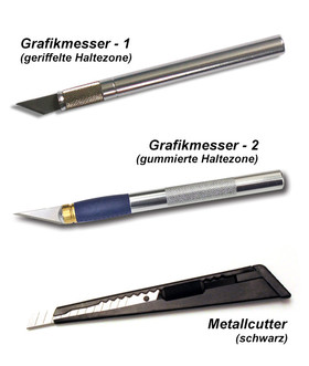 Skallpell und Grafikmesser / Metallcutter Modellbauskallpell